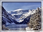 Zima, Prowincja Alberta, Kanada, Jezioro Lake Louise, Park Narodowy Banff, Góry
