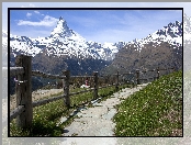Droga, Alpy, Góry, Szwajcaria, Szczyt Matterhorn, Ogrodzenie