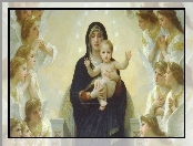 Aniołowie, Boska, Matka, Bouguereau, Dzieciątko, Reprodukcja