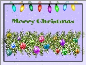 Świąteczne, Napis, Merry Christmas, Boże Narodzenie, Lampki, Stroik, Bombki