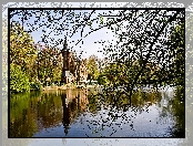 Jezioro, Belgia, Brugia, Hotel, Chateau de Spycker