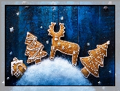 Gwiazdki, Ciasteczka, Kompozycja, Boże Narodzenie, Świąteczne, Śnieg