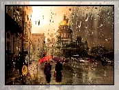Deszcz, Zdjęcie miasta, Ulica, Budynki