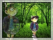 Detective Conan, okulary, postać, las