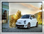 Fiat 500 C, Dom, Biały, Góry