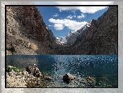 Góry, Tadżykistan, Jezioro, Chmury