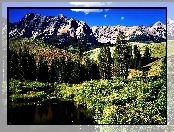 Jezioro, Idaho, Góry, Las, Łąki