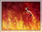 Kobieta, Fantasy, Płomienie, Ogień