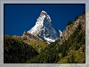 Matternhorn, Alpy, Góry, Łąki, Szczyt, Lasy