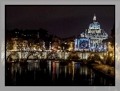 Miasto, Most, Rzeka, Watykan, Bazylika, Nocą