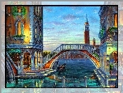 Most, Wenecja, Ulice, Kanał, Domy