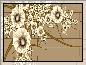 Mur, Grafika 2D, Beżowe, Kwiaty