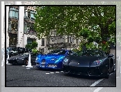 Niebieski, Lamborghini Aventador, Bugatti Veyron, Czarne