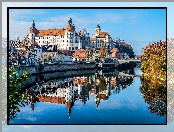 Odbicie, Niemcy, Bawaria, Zamek Neuburg Castle, Rzeka Dunaj