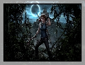 Księżyc 
, Gra, Shadow of the Tomb Raider, Lara Croft, Noc