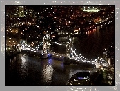 Oświetlony, Londyn, Most, Tower Bridge