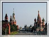 Panorama, Kreml, Cerkwie, Rosja, Moskwa, Miasta