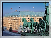 Hotel, Posąg, Świt, Adlon, Widok, Z Bramy, Brandenburskiej