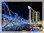 Most, Singapuru, Marina, Nocą, Hotel, Bay, Stands, Fragment