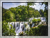 Park Narodowy Krka, Wodospad, Las, Chorwacja, Drzewa, Skadinski
