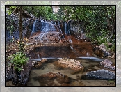 Wodospad, Stan Utah, Stany Zjednoczone, Las, Park Narodowy Zion, Skały