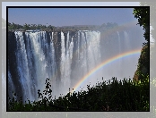 Wodospady Wiktorii, Zimbabwe, Afryka, Wodospad, Victoria Falls, Tęcza, Park Narodowy Wodospadów Wiktorii