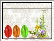 Wielkanoc, Kartka, Pisanki, Kwiaty