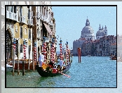 Włochy, Domy, Kanał, Gondola, Wenecja