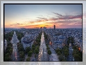 Zachód Słońca, Paryż, Panorama, Miasta, Ulice