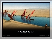 10000 Bc, pustynia, żagle, rzeka