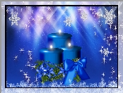 2D, Boże Narodzenie, Niebieskie, Świece, Wstążki