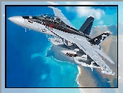 Airplane, Chmury, Boeing, EA-18