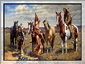 Konie, Łąka, Indianie