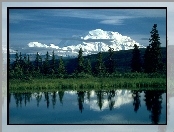 Alaska, Jezioro, Drzewa, Góra, McKinley