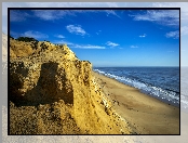 Huelvia, Ocean, Klif, Hiszpania, Plaża, Niebo, Wybrzeże, Andaluzja