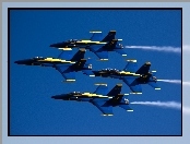 Boeing F/A 18-Hornet, Cztery, Samoloty, Blue, Angels