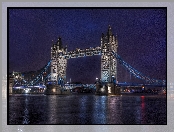 Anglia, Miasto nocą, Londyn, Tower Bridge