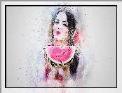 Kobieta, Arbuz, Paintography