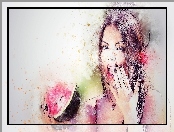 Kobieta, Arbuz, Paintography