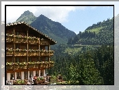 Austria, Damuls, Hotel, Drzewa, Madlener, Góry