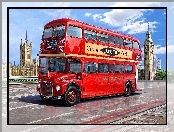 Autobus, Londyn, Most, Big Ben