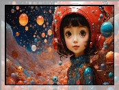 Balony Manga Anime, Dziewczyna, Pomarańczowe, Dla dzieci, Czerwone, Kosmitka