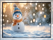 Czapka, Szal, Zima, Bałwan