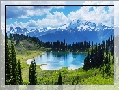 Jezioro, Prowincja Alberta, Kanada, Lasy, Park Narodowy Banff, Góry