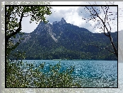 Jezioro, Bawaria, Drzewa, Alpy, Niemcy