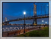 Most, Pensylwania, Rzeka, Stany Zjednoczone, Benjamin Franklin Bridge, Delaware River, Ławeczki, Filadelfia