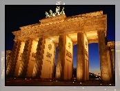 Berlin, Noc, Niemcy, Brama Brandenburska