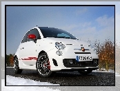 Biały, Zima, Abarth 500, Śnieg