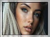 Dziewczyna, Szare, Oczy, Blondynka, Grafika AI