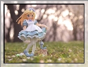 Blondynka, Figurka, Śliczna, Sukienka, Anime, Łąka